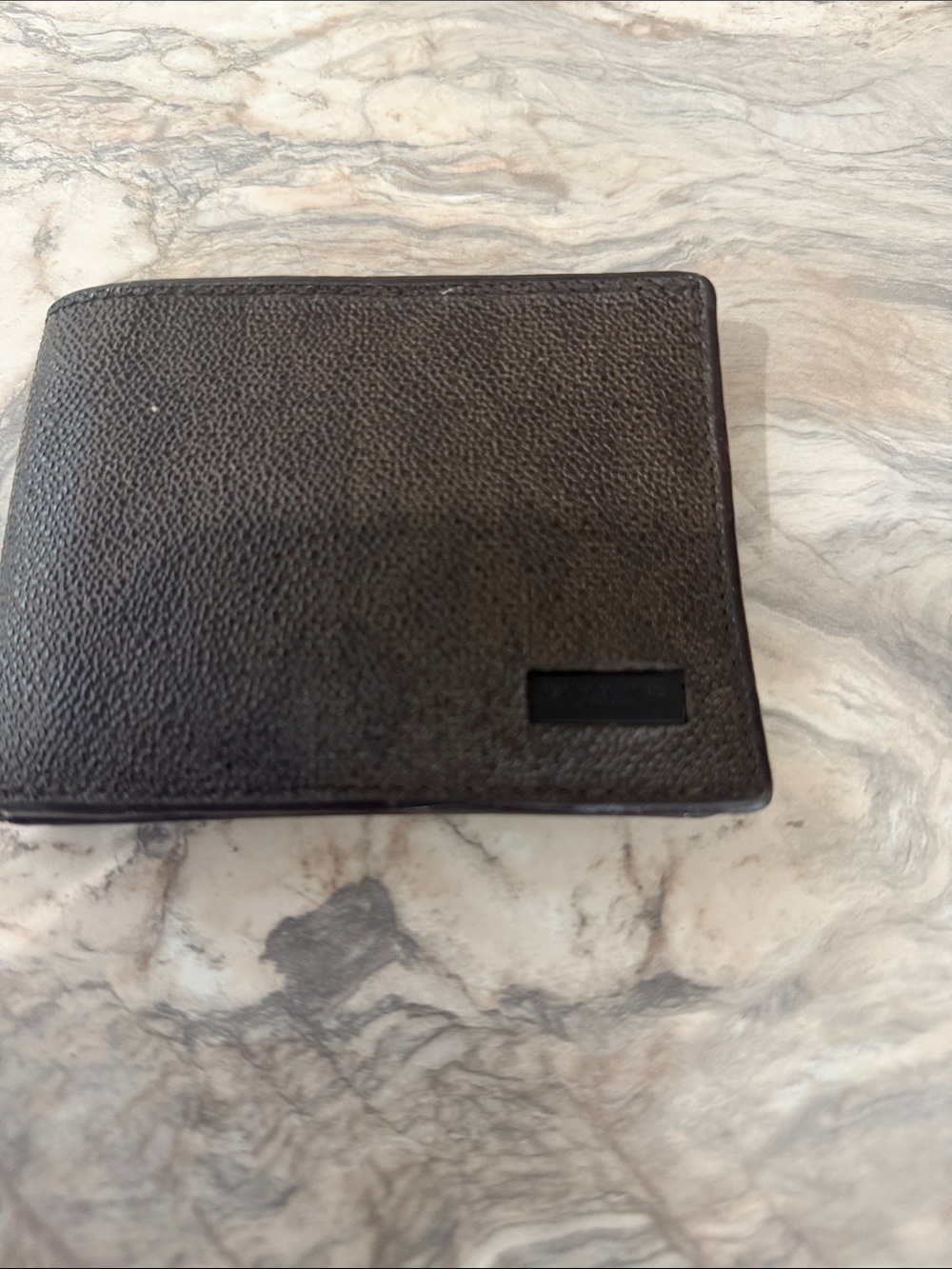 MK Men's Black Leather Bi-Fold Wallet - Unbranded